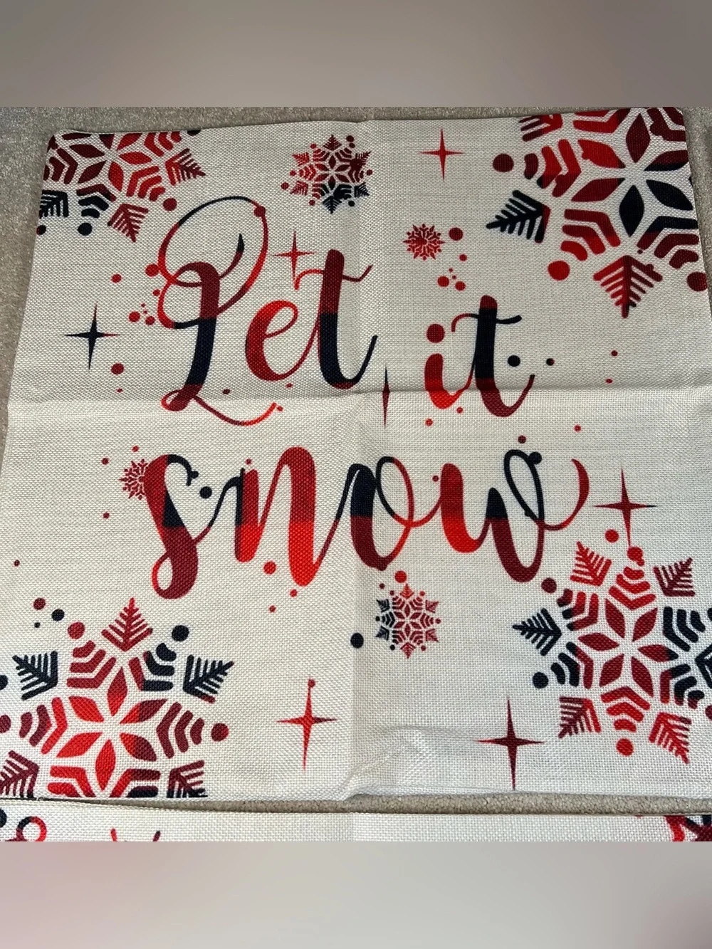 Christmas Pillow Covers Set of 4 Red Black Woven